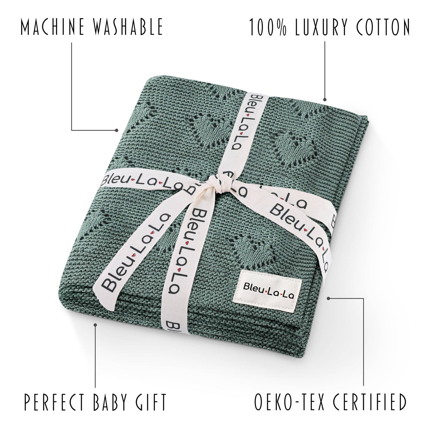 100% Luxury Cotton Receiving Swaddle Baby Blanket - Heart