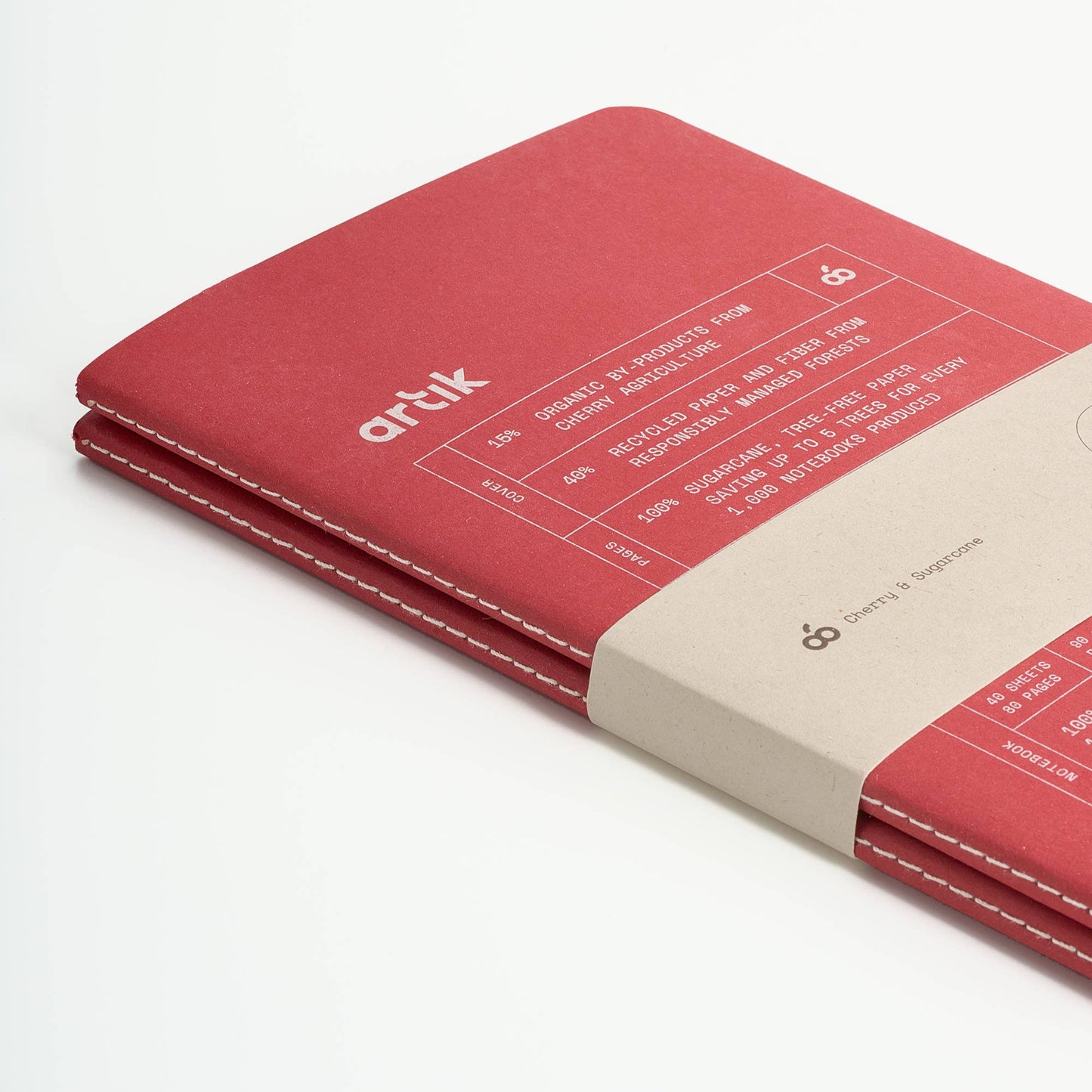 Artik Pack Of 2 Singer Sewn Notebooks | Ruled | Cherry