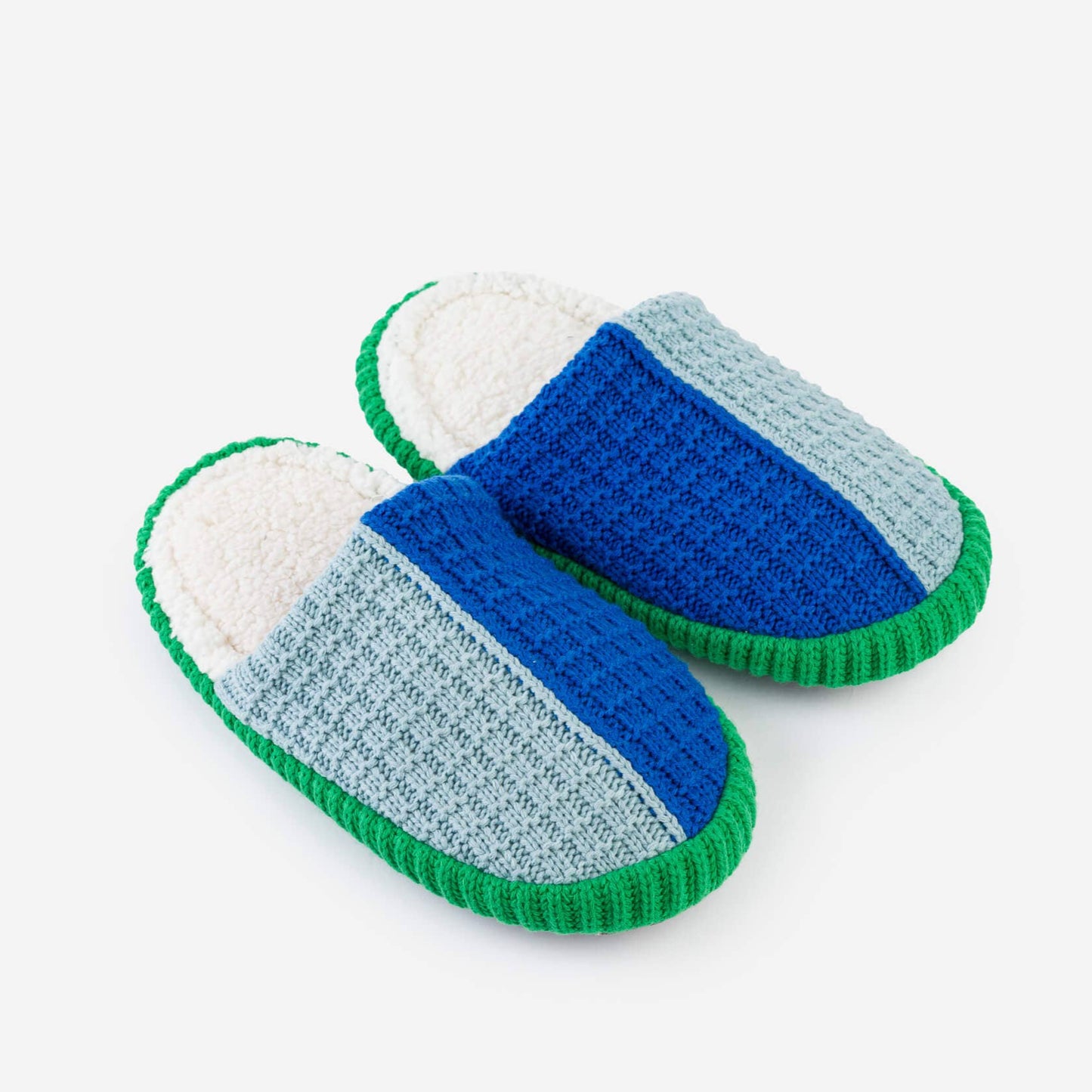 Pair of colorful slippers on a white background