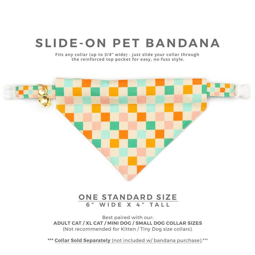 "Checkmate" - Pastel Checkered Bandana for Cats + Small Dogs
