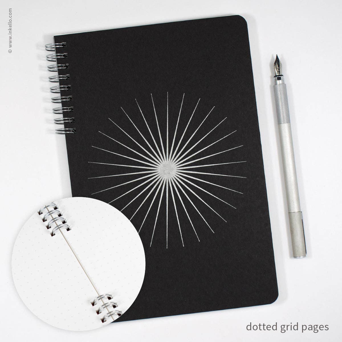 Big Burst Spiral Notebook with Black Cover + Silver Ink