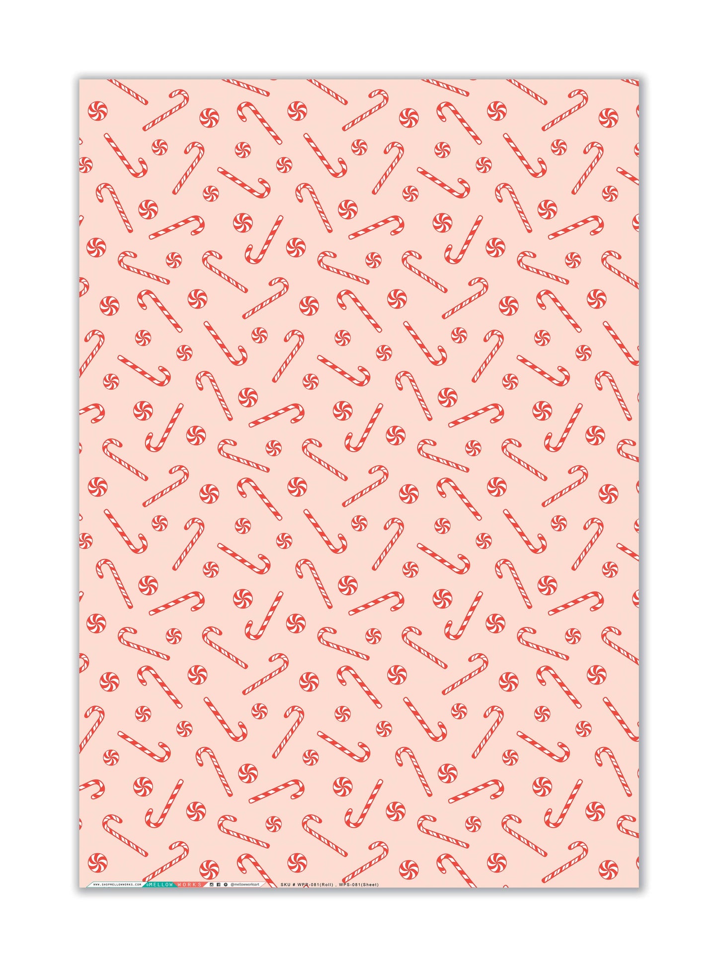 Mellowworks | CANDY CANE LANE Holiday Gift Wrap (ROLL)