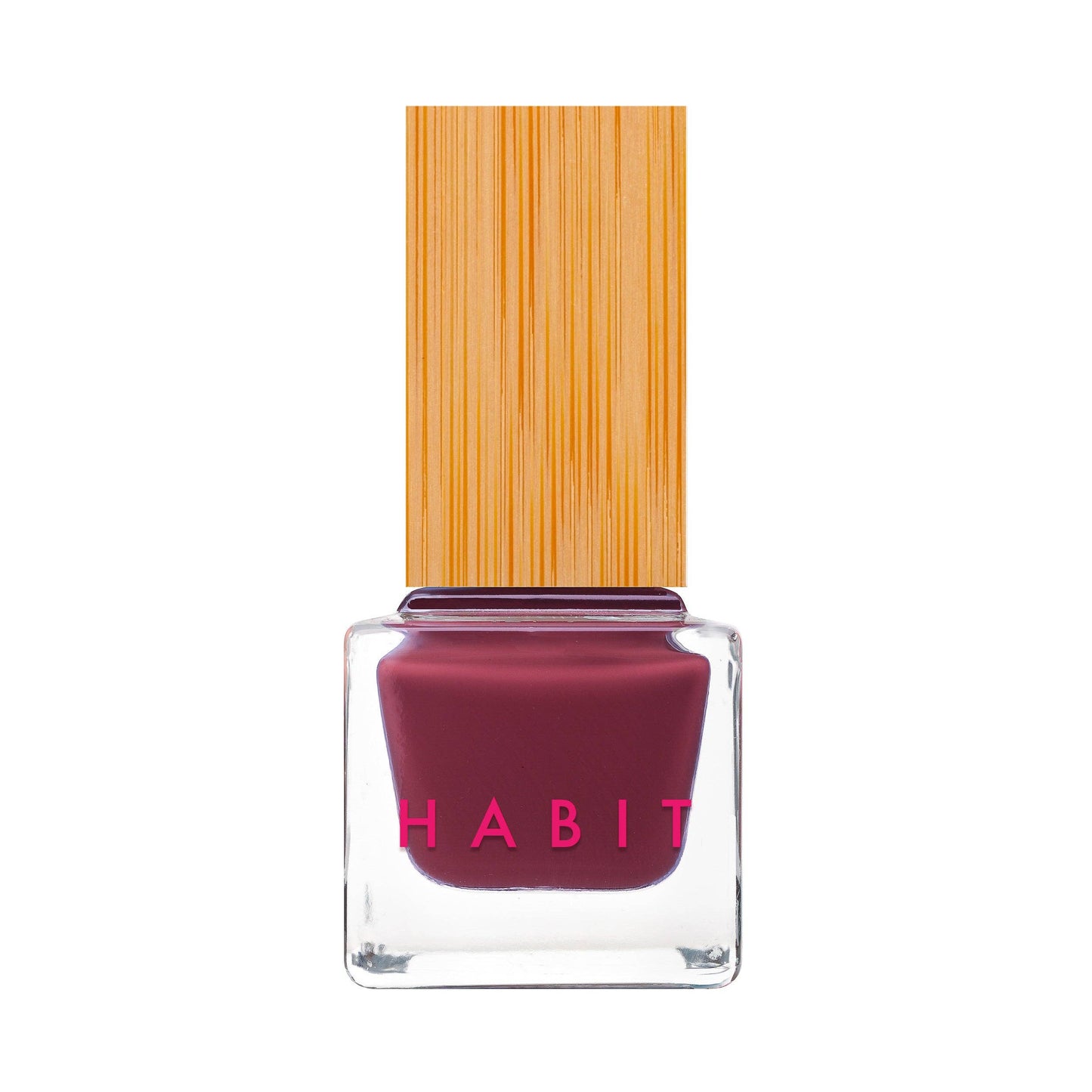 Nail polish bottle with wooden cap on a white background