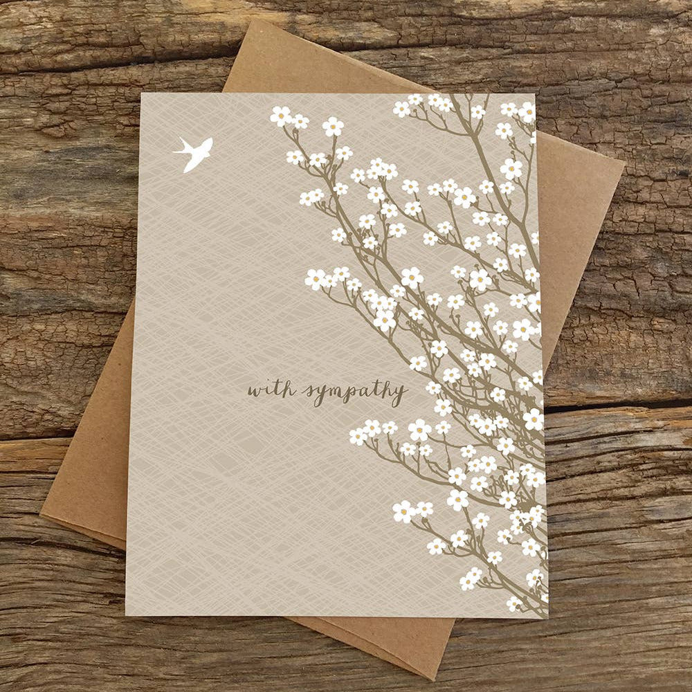 Modern Printed Matter | White Tree Blossoms With Sympathy Card