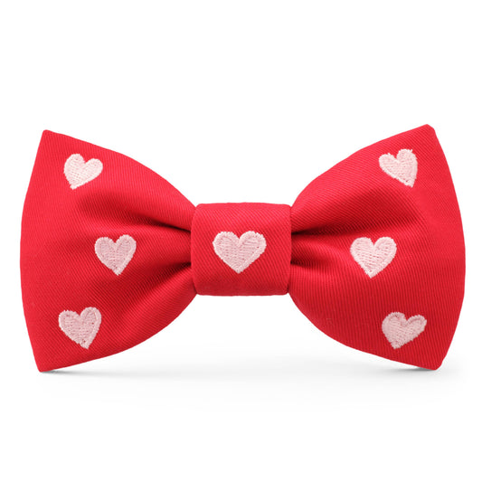 The Foggy Dog | Hearts Embroidered Dog Bow Tie