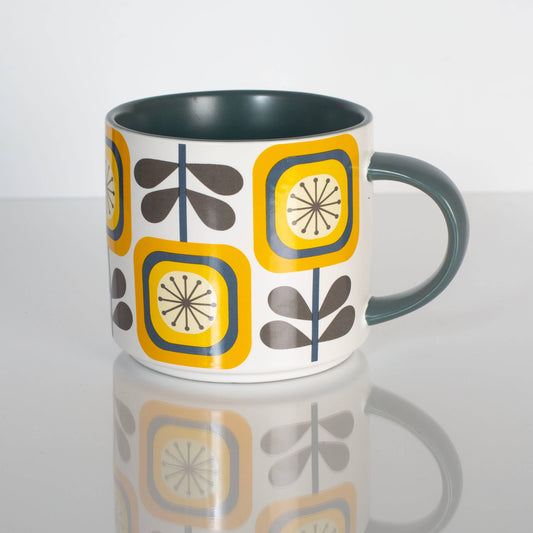 Sunflower Mid Century Modern Stackable Matte Coffee Mug