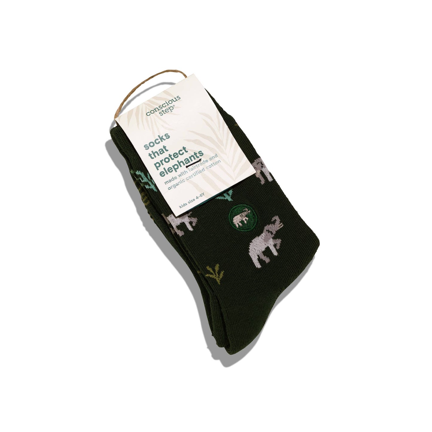 Conscious Step | Kids Socks That Protect Elephants (Green)