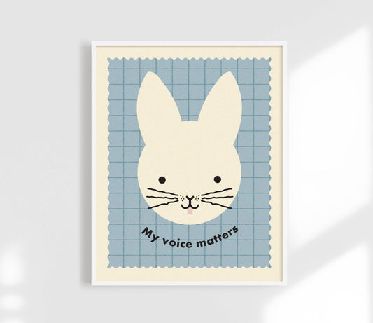 Kids Print - My Voice Matters Affirmation | Cute Bunny Art