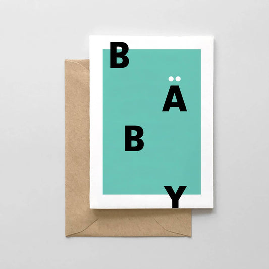 Baby Typographic Card - Mint Greeting Card