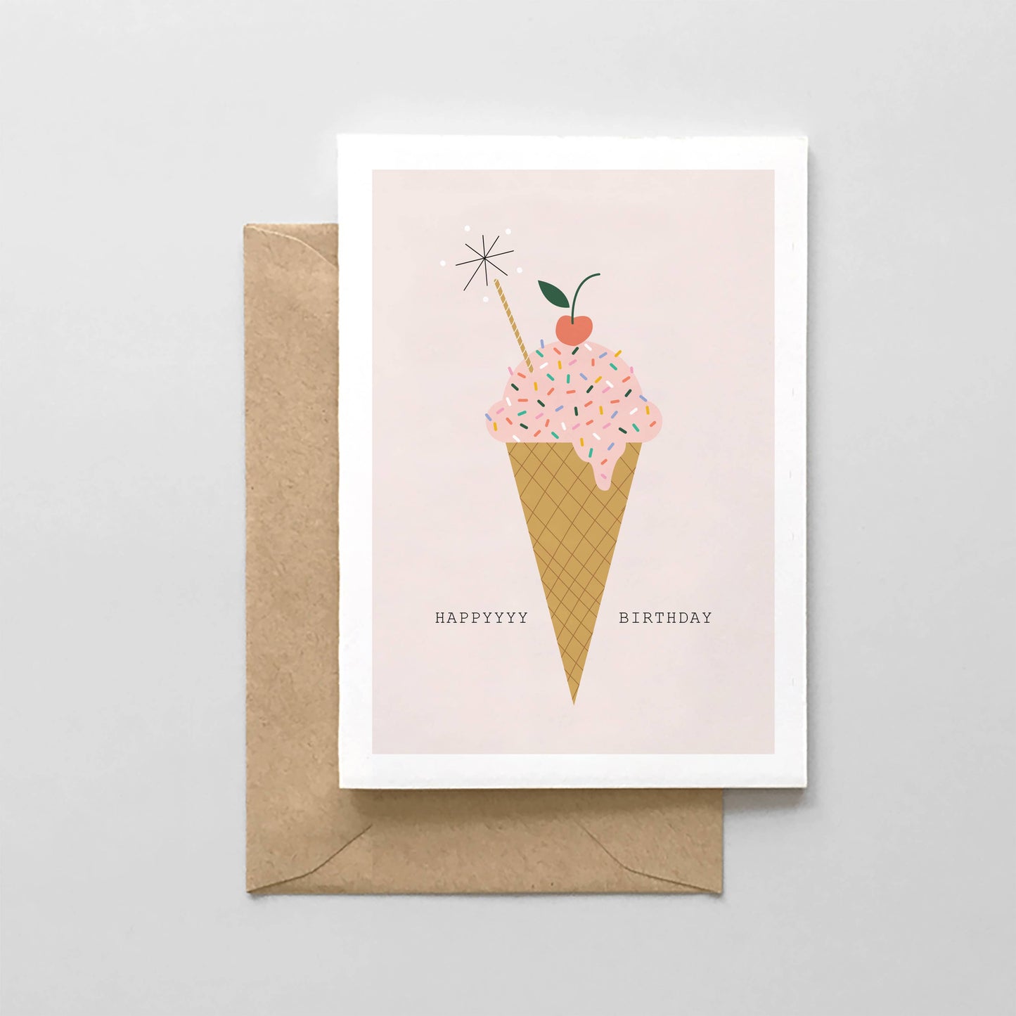 Spaghetti & Meatballs | Happy Birthday Ice Cream Cone Card