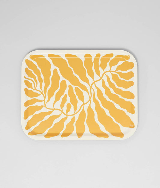 Yellow Leaves Rectangle Birch Serving Tray