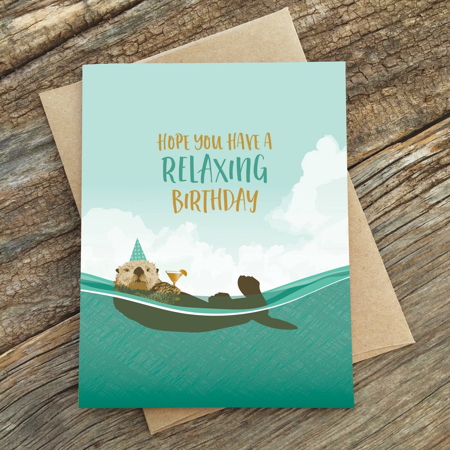 Modern Printed Matter | Relaxing Sea Otter Birthday Card