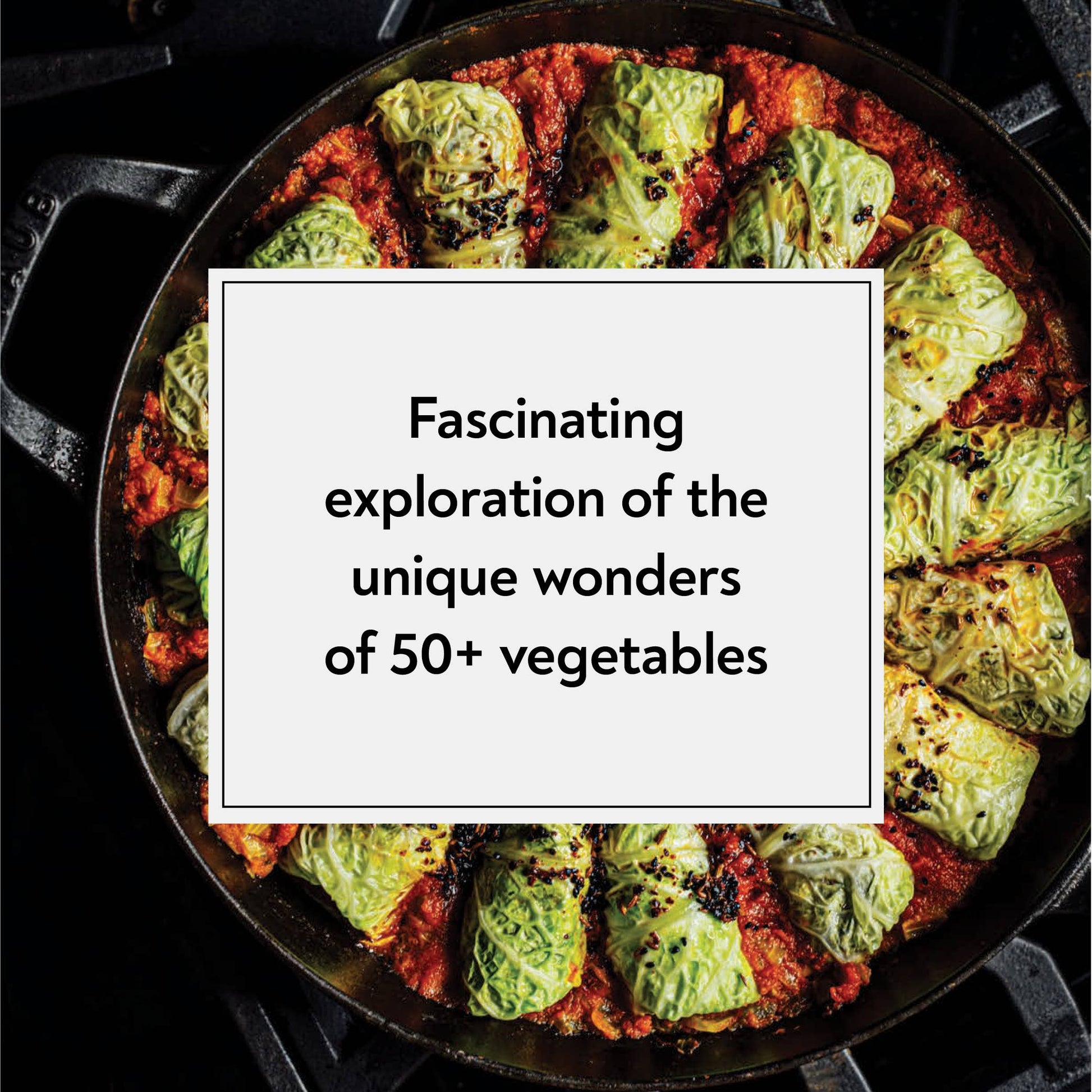 Vegetables in a pan with text overlay about exploring vegetables