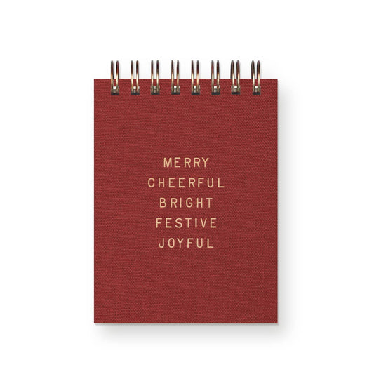 Ruff House | Christmas Merry Cheerful Bright Linen Mini Jotter Notebook