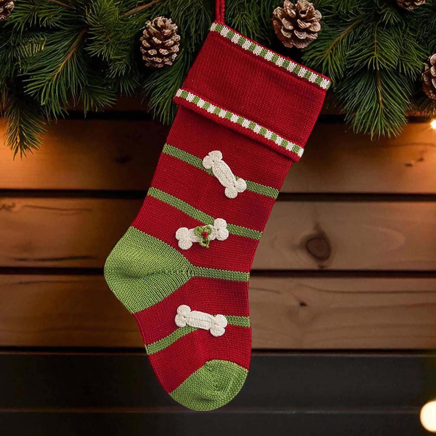 Dog Bone Stocking - Red