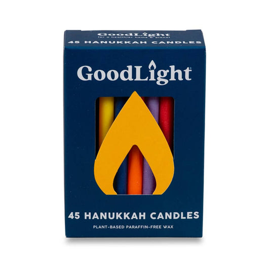 Box of GoodLight Hanukkah candles on a white background