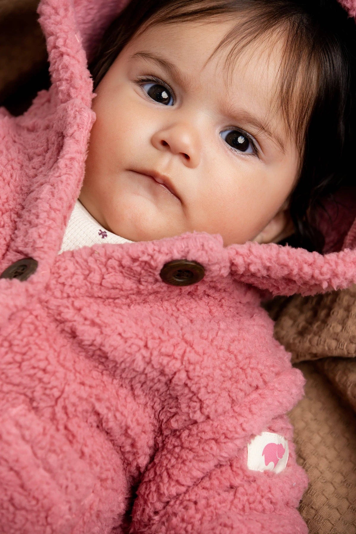 Monica + Andy | Baby Sherpa Teddy Cardigan Mauve