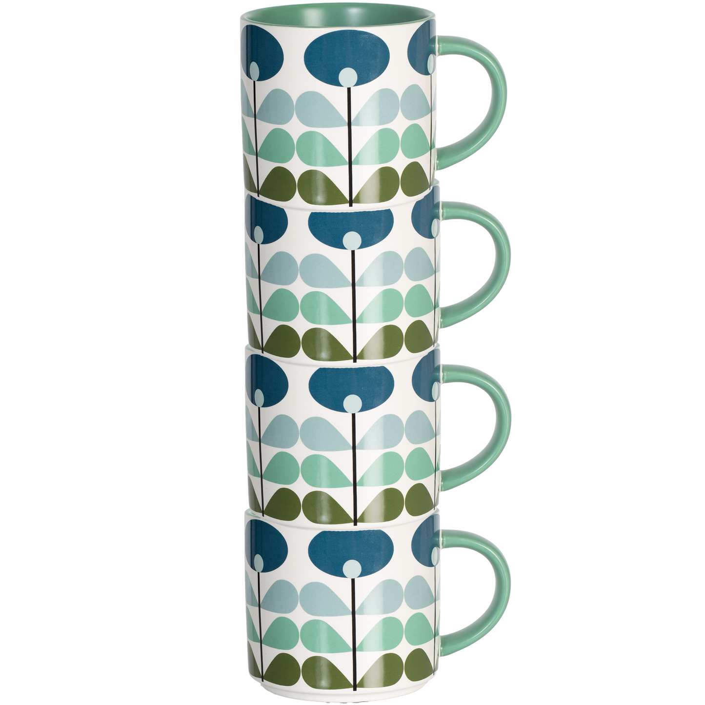 Mod Lounge | Blue Mid Century ModFlower Stackable Matte Coffee Tea Mug