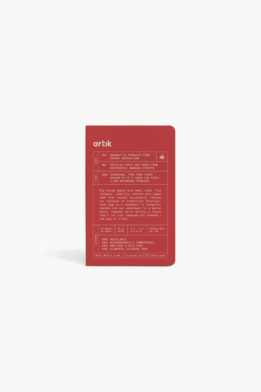 Artik Pack Of 3 Pocket Singer Sewn Notebooks Ruled Cherry