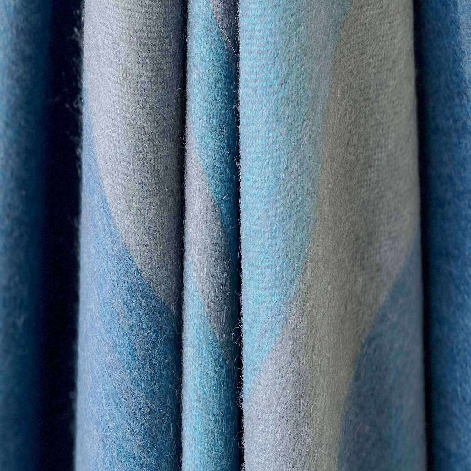 Close-up of blue and gray fabric swatches