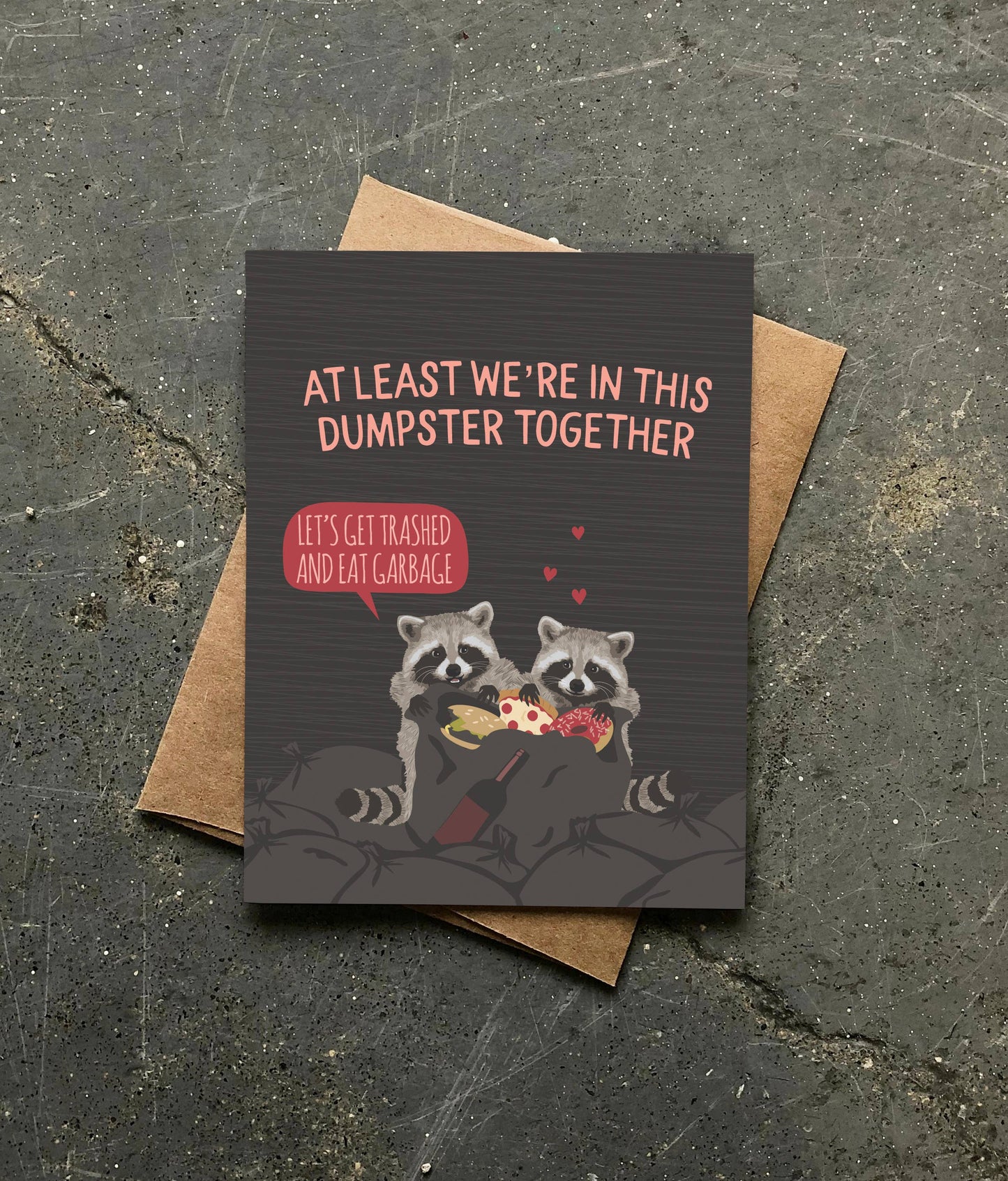 Modern Printed Matter | Dumpster Together Raccoons Card