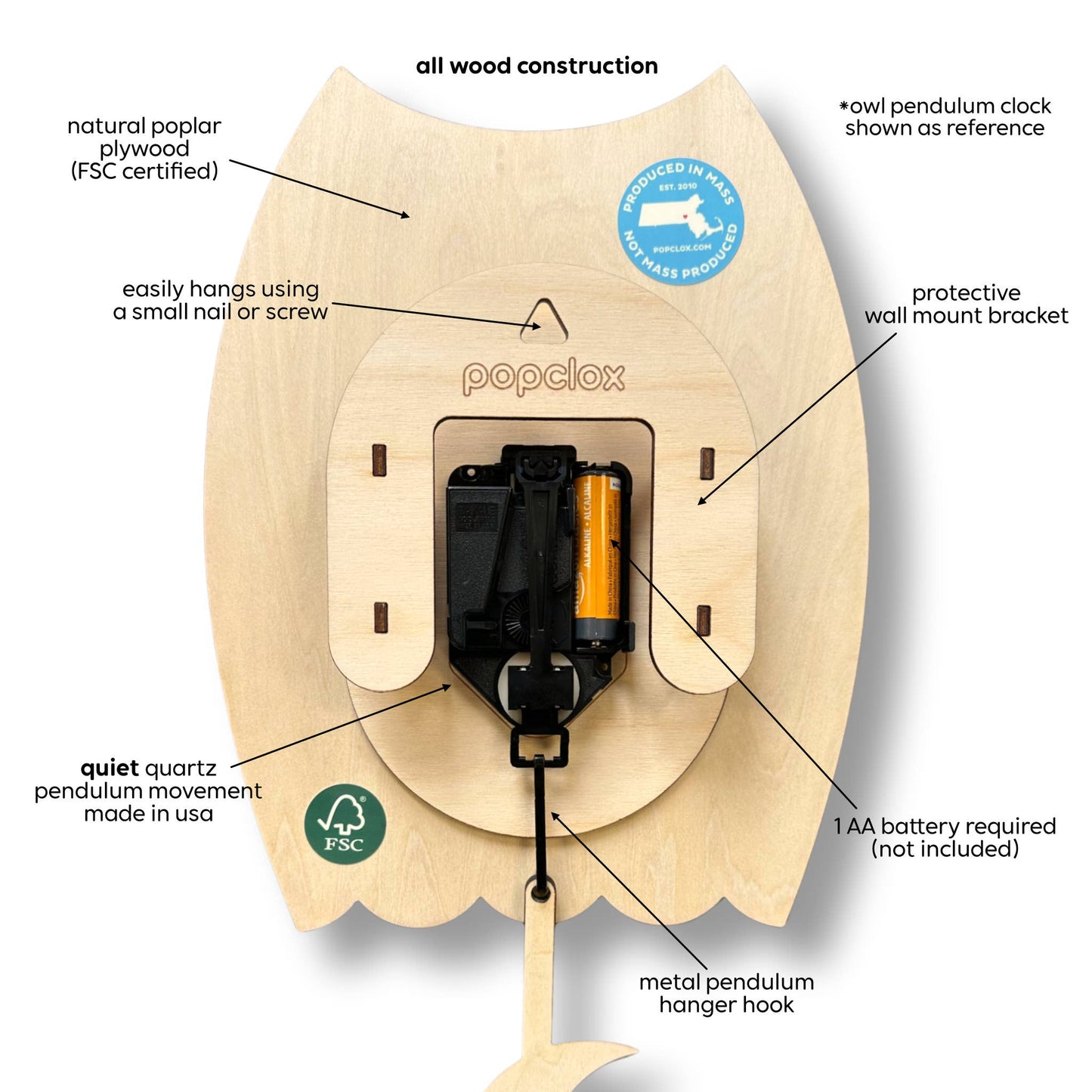 Puppy Pendulum Clock - Wood