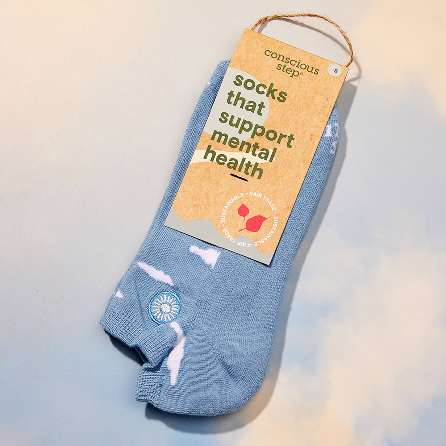 Conscious Step - Ankle Socks that Support Mental Health | Floating Clouds