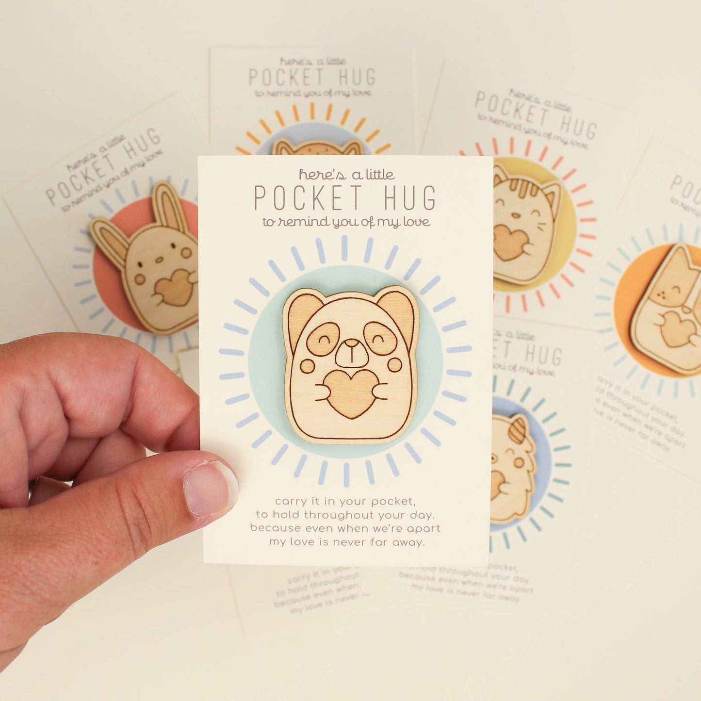 Wooden Pocket Hug, Panda. Thinking of You Gift