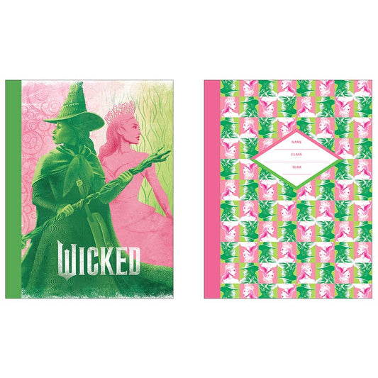 Two 'Wicked' themed items with a character in green and pink on a white background.