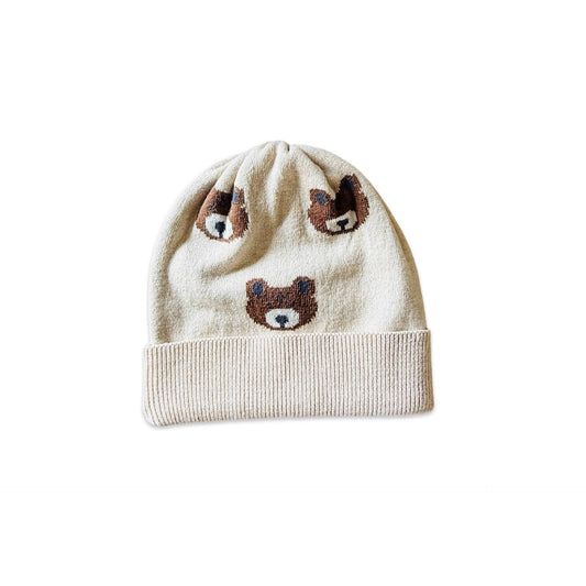 Bear Sweater Knit Round Beanie Cap (Organic Cotton)