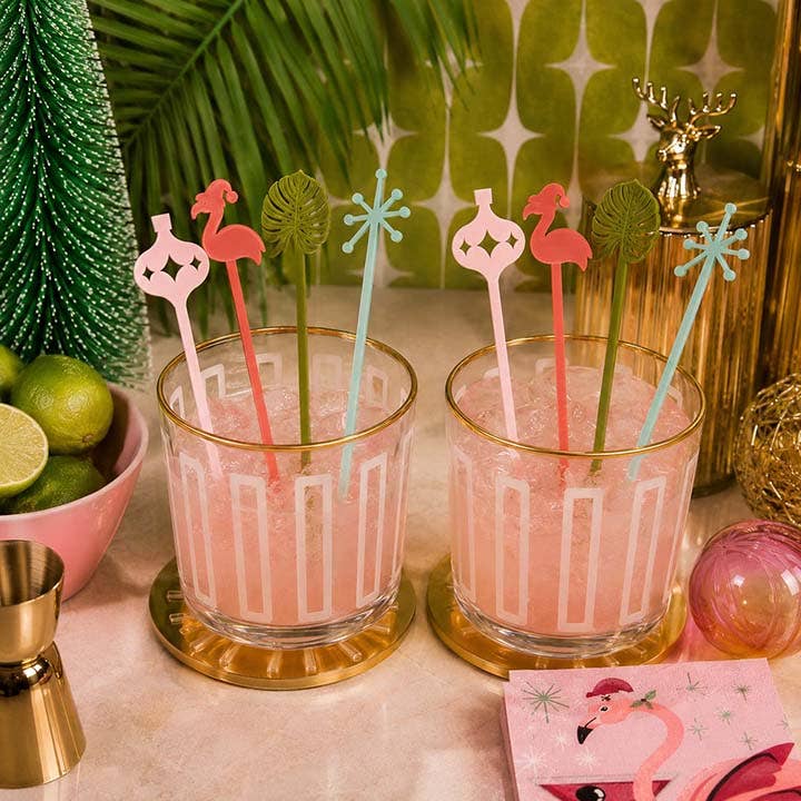 Mod Lounge - Frosted Mid Century Retro Whiskey Rocks Glass with Gold Rim