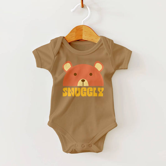 Snuggly Teddy Bear on Brown Baby Bodysuit