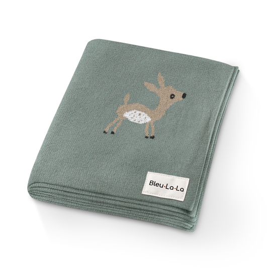 100% Luxury Cotton Receiving Swaddle Baby Blanket - Deer