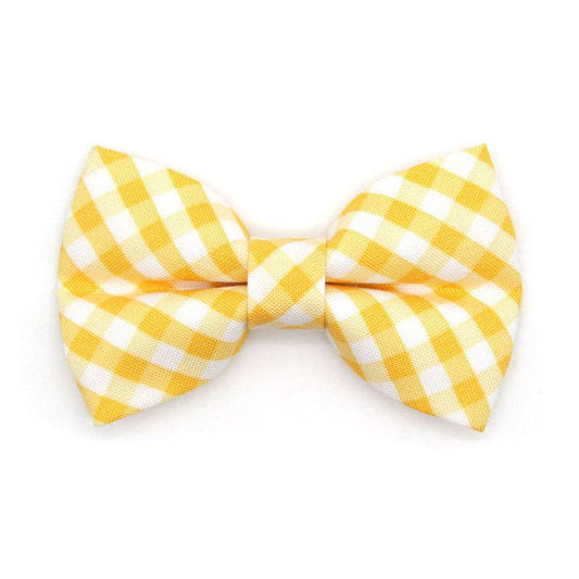 "Picnic" - Yellow Gingham Bow Tie for Cats + Small Dogs