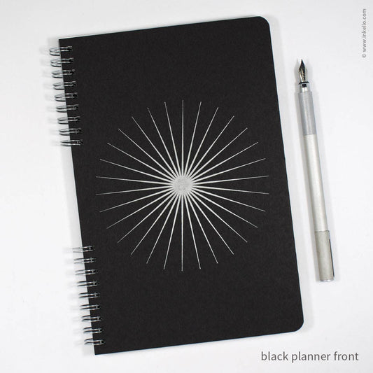 Big Burst Spiral Notebook with Black Cover + Silver Ink