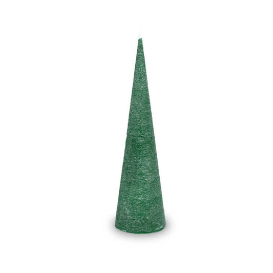 Green cone-shaped decorative item on a white background