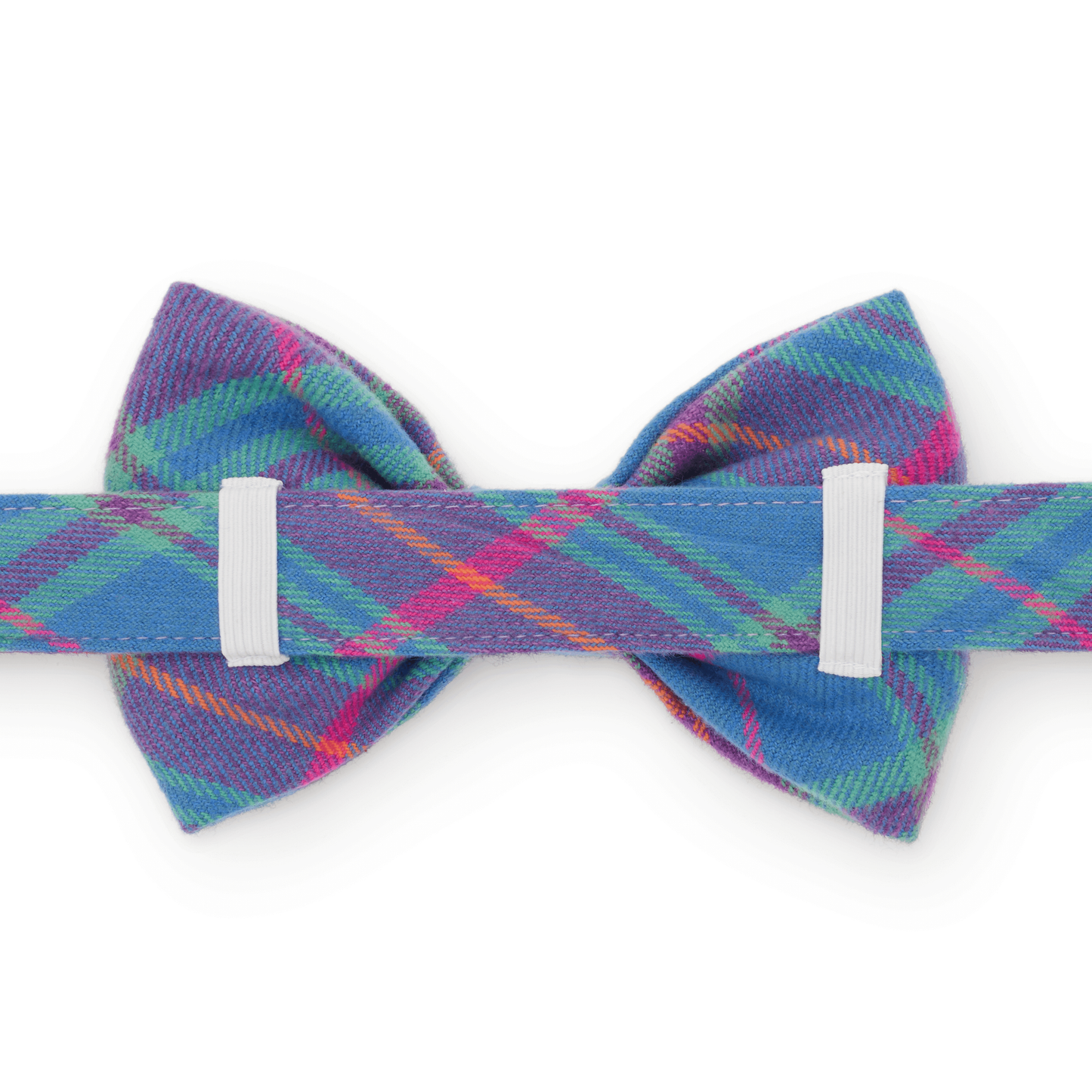 Plaid bow tie with colorful pattern on a white background