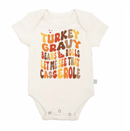 Thanksgiving baby graphic onesie | Turkey gravy casserole
