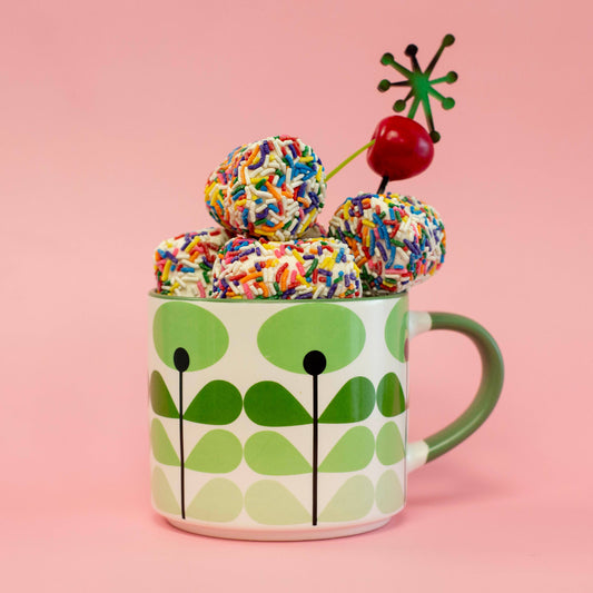 Pistachio Green Mod Flower Mid Century Stackable Coffee Mug