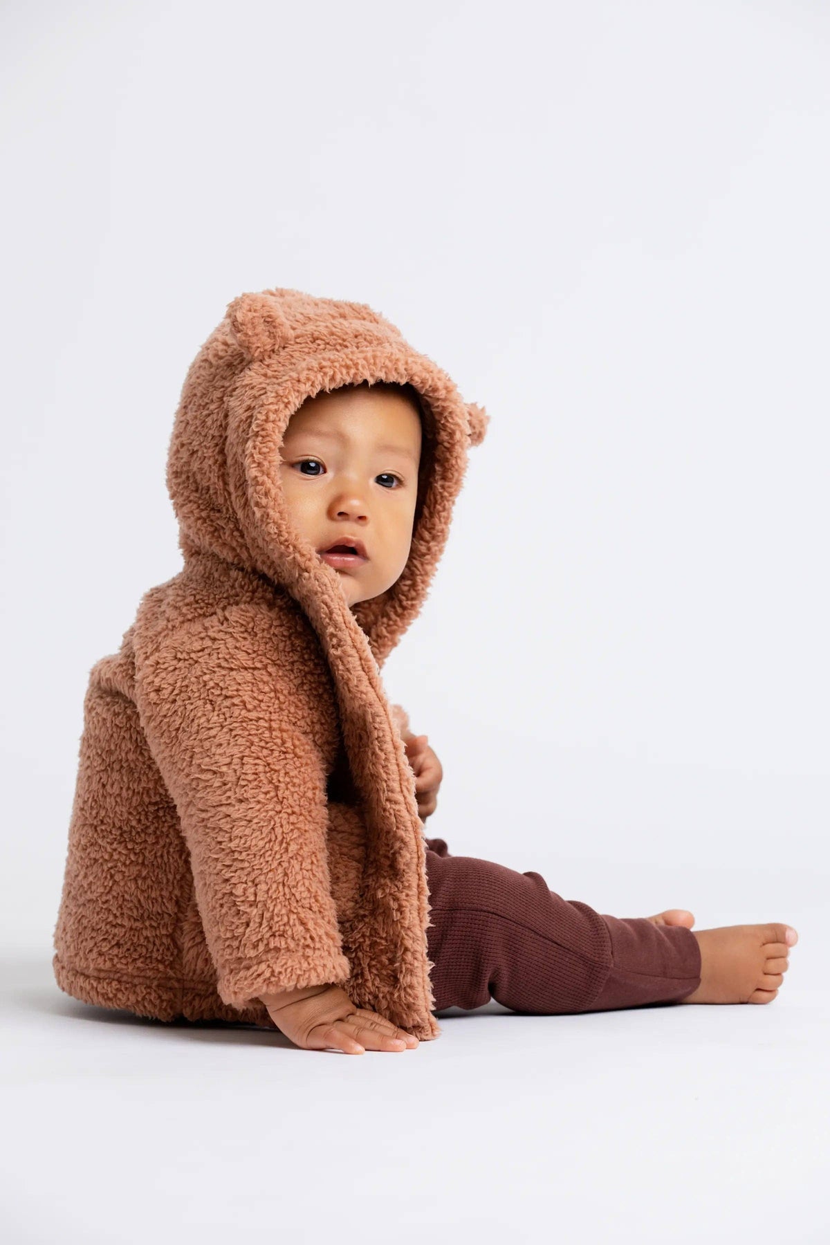 Monica + Andy - Baby Sherpa Teddy Cardigan_Caramel Brown