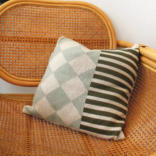 Diamond Checkerboard Knit Throw Pillow