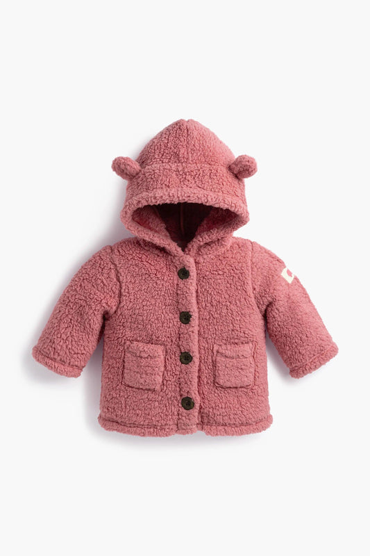 Monica + Andy | Baby Sherpa Teddy Cardigan Mauve