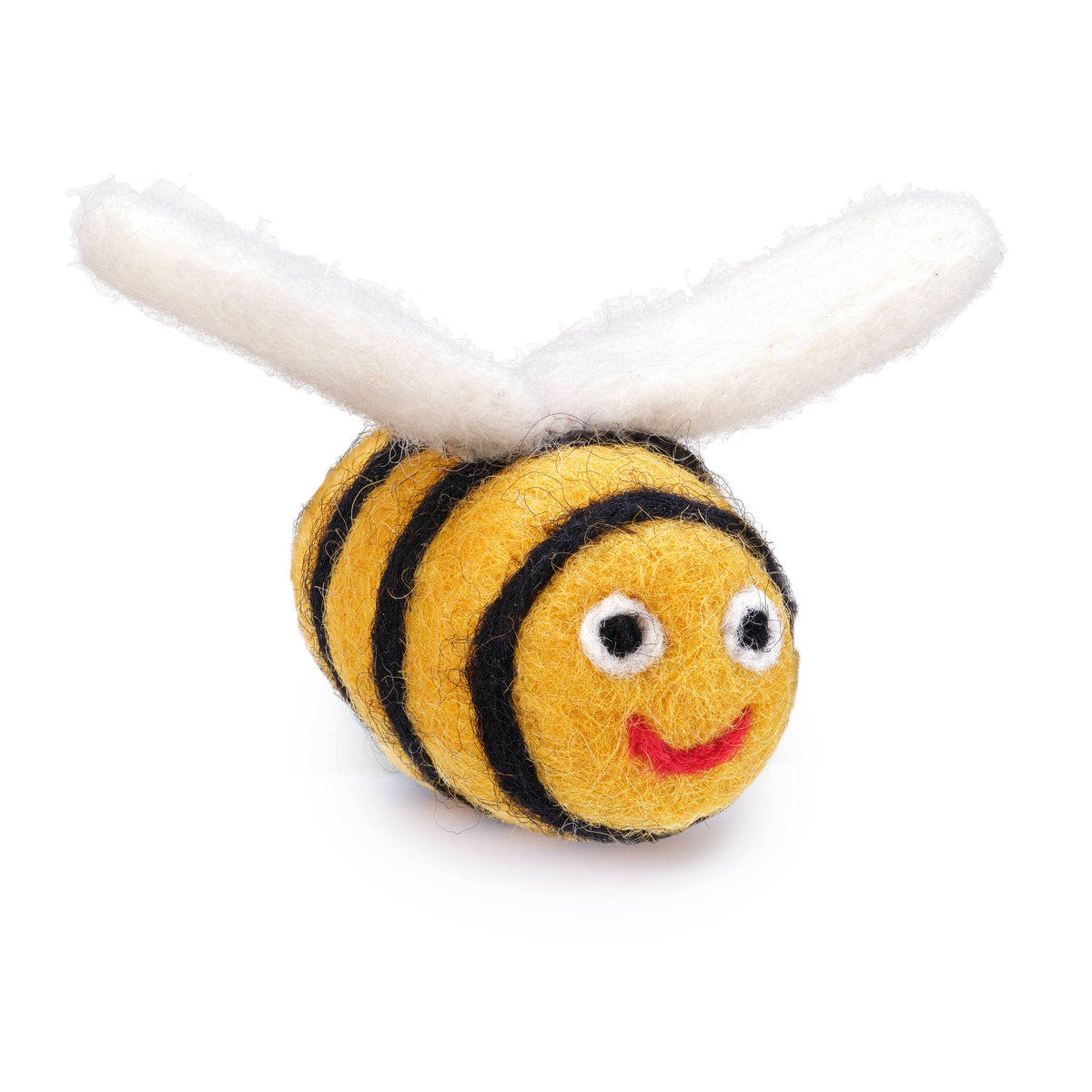 Cat toy bee with a white stem on a white background
