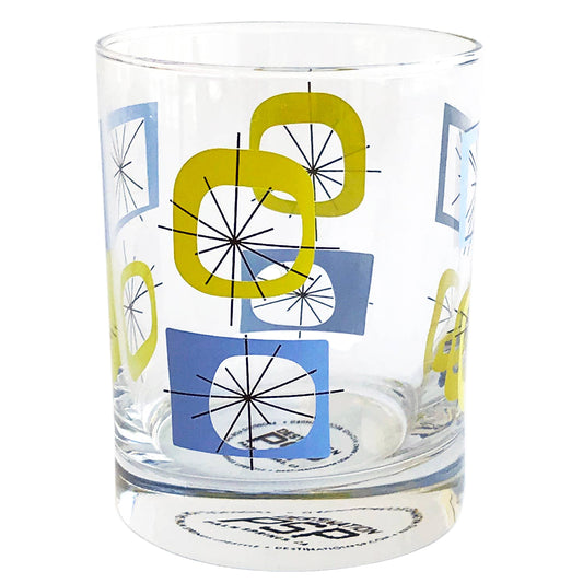 Clear glass with geometric pattern on a white background