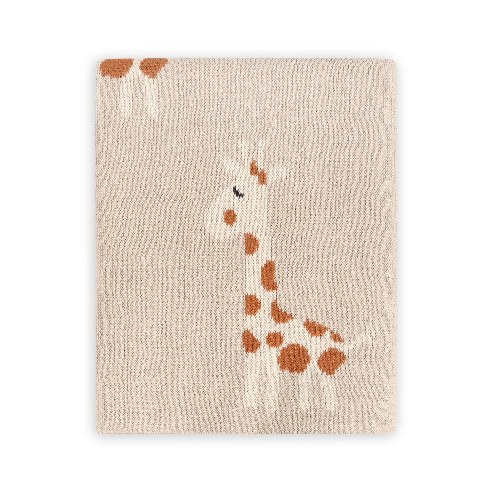Organic Cotton Jacquard Sweater Knit Giraffe Baby Blanket