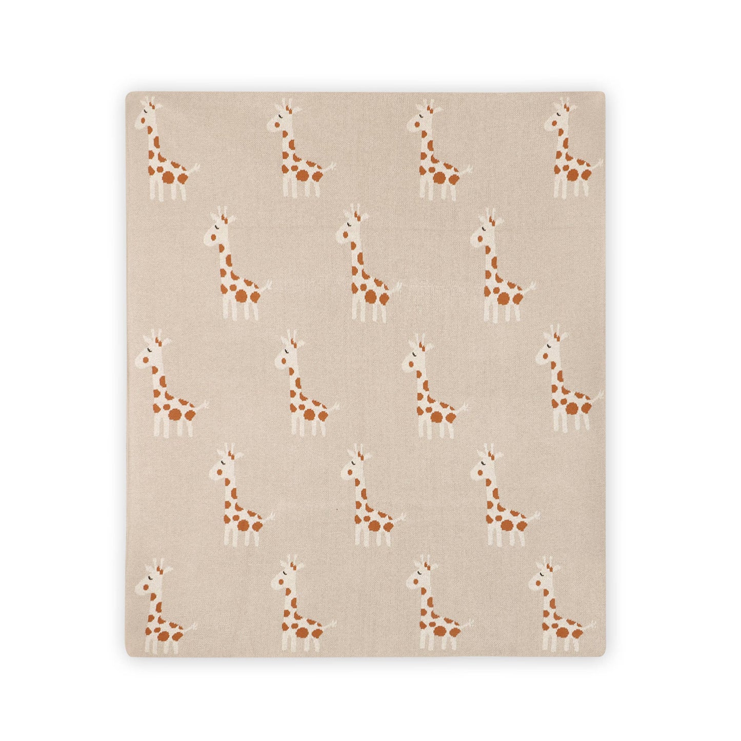 Organic Cotton Jacquard Sweater Knit Giraffe Baby Blanket1