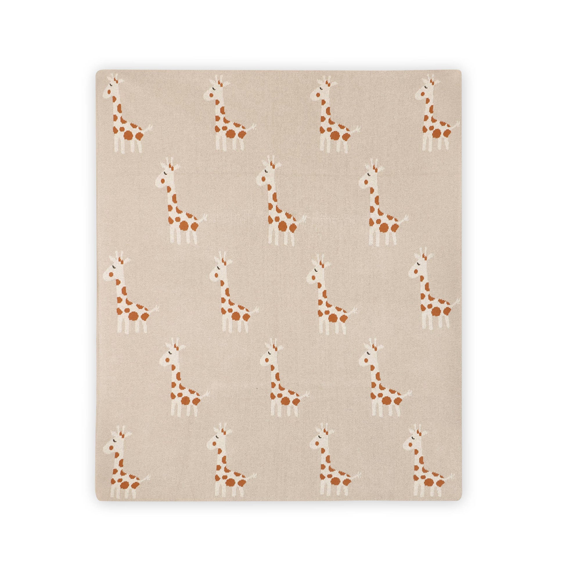 Organic Cotton Jacquard Sweater Knit Giraffe Baby Blanket1