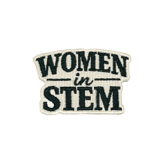 Patch with 'Women in STEM' text on a white background