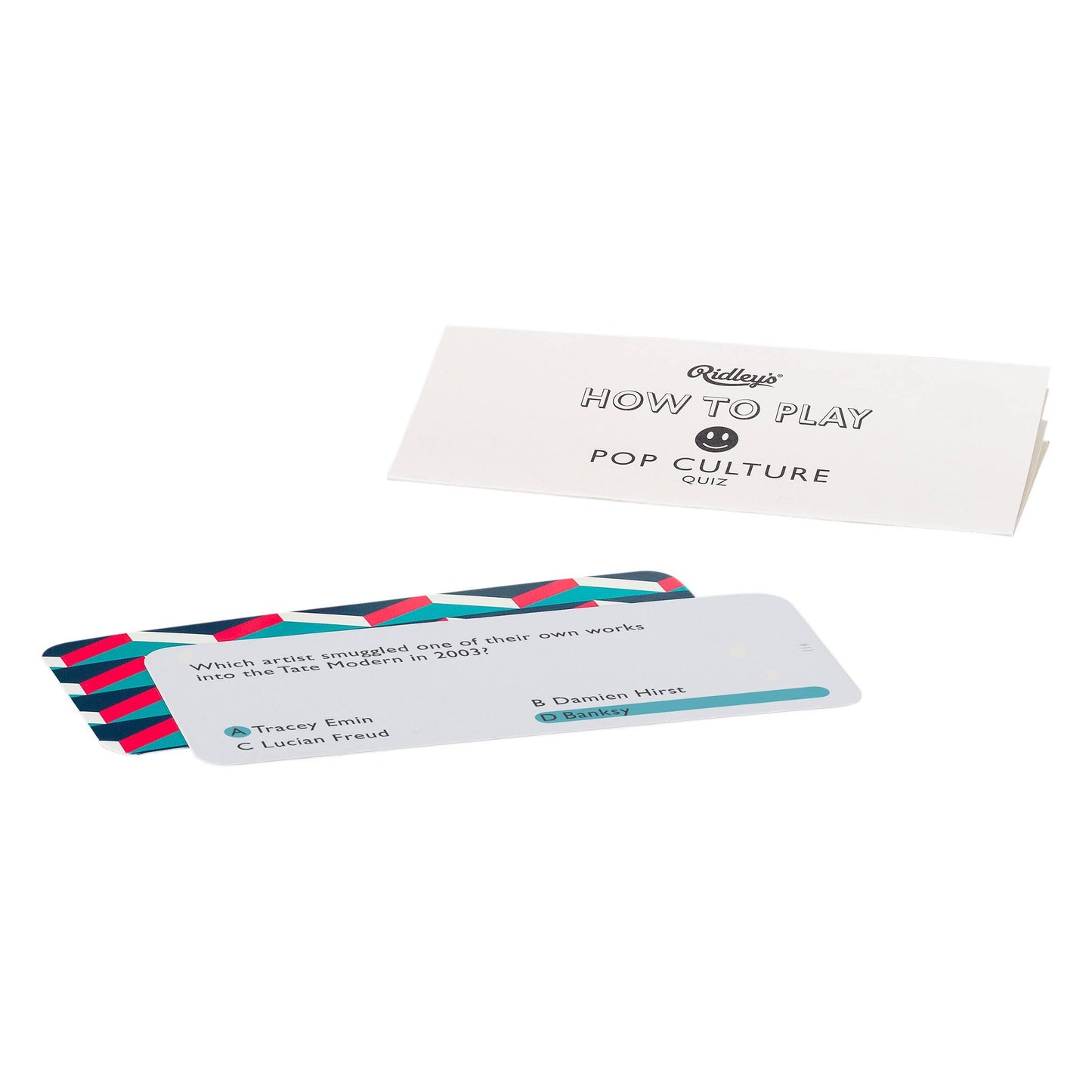 Card game packaging with instructions on a white background