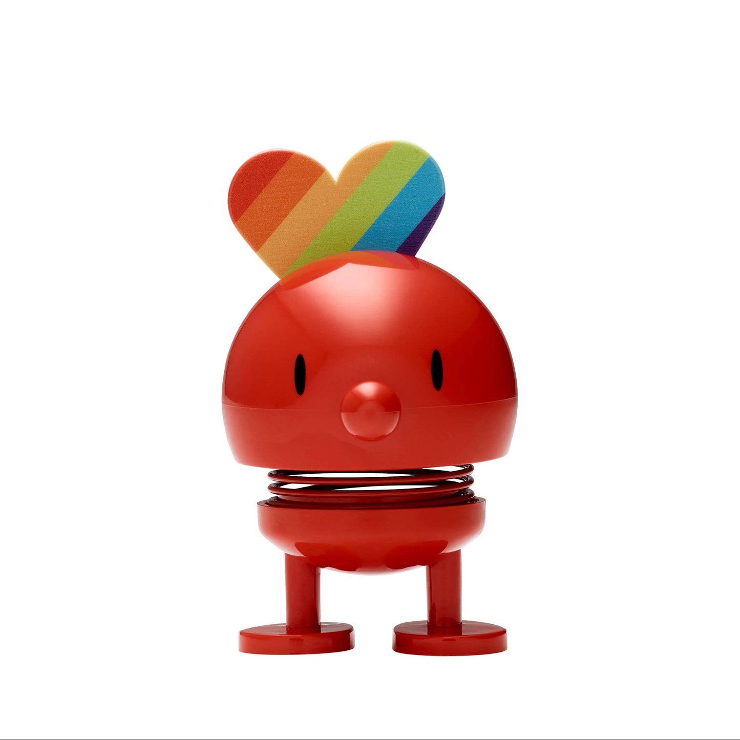 Red character with rainbow hair on a white background